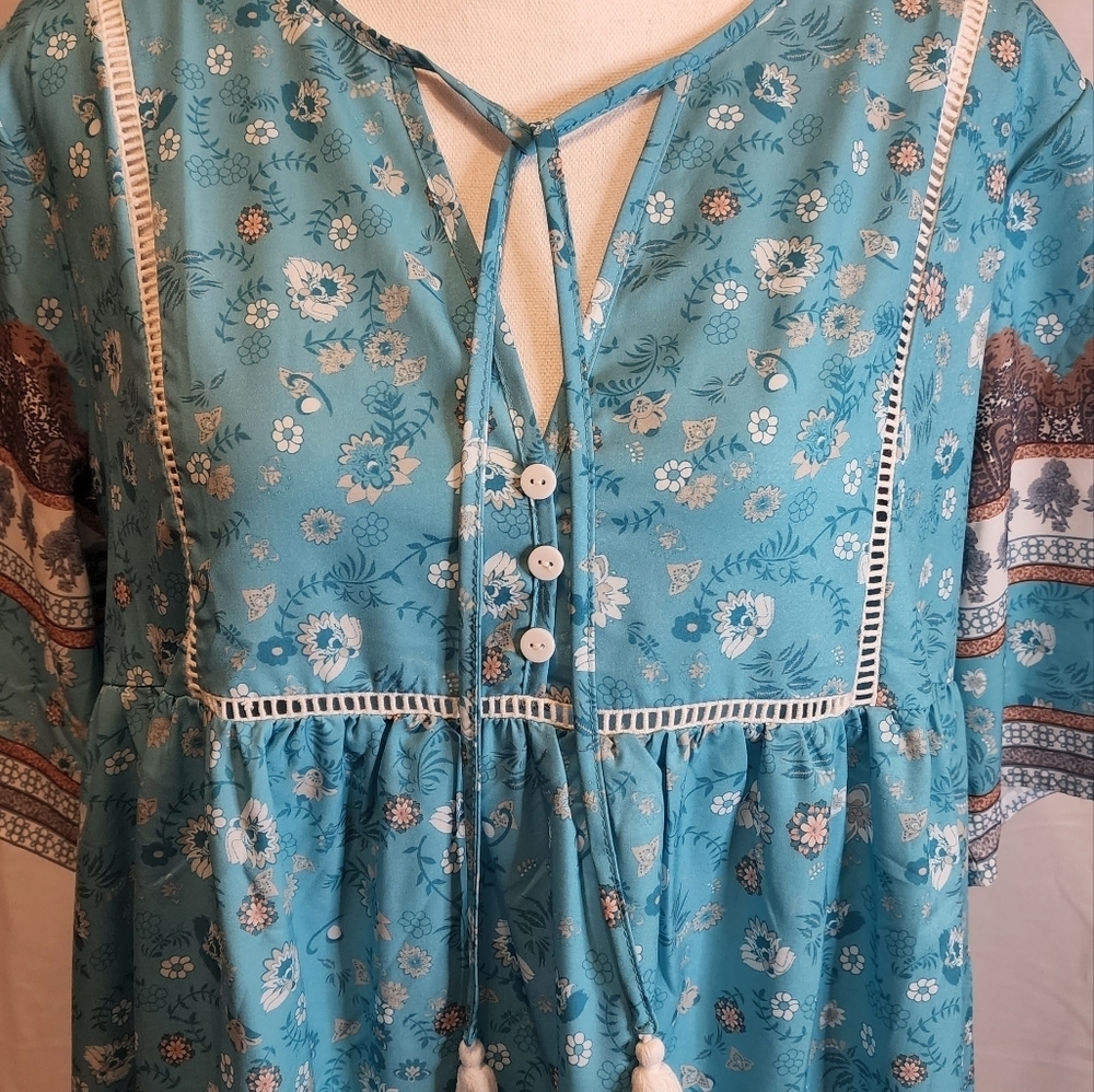 Boheltz Women's V-neck Boho Dress - Picture 6 of 12
